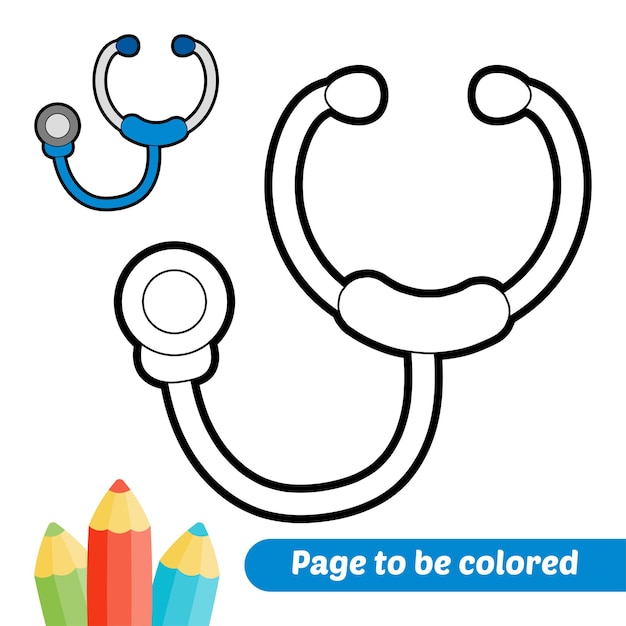 Coloring book for kids stethoscope vector