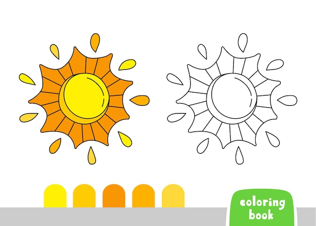 Vector coloring book for kids sun page template vector