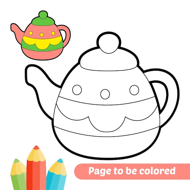 Coloring book for kids teapot vector