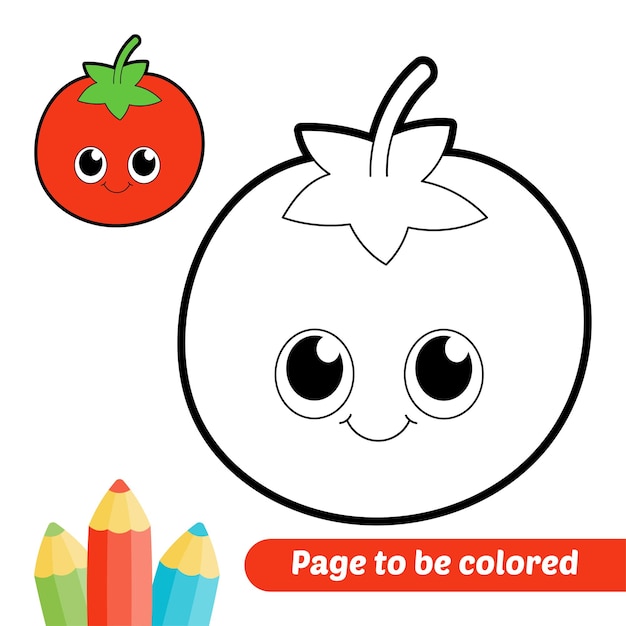 Coloring book for kids tomato vector