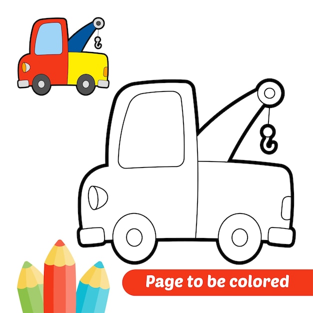 Coloring book for kids tow truck vector