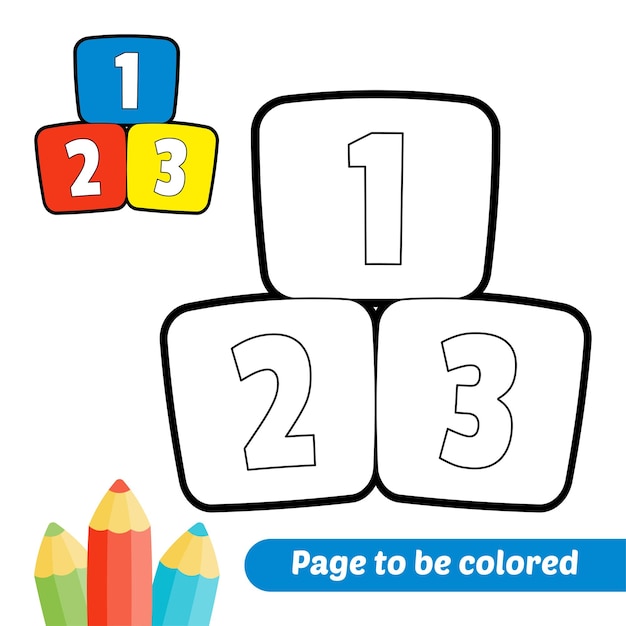 Coloring book for kids toy block with number vector