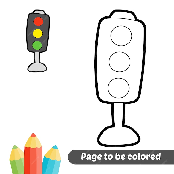 Premium Vector | Coloring book for kids traffic light vector