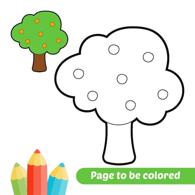 Coloring book for kids tree vector