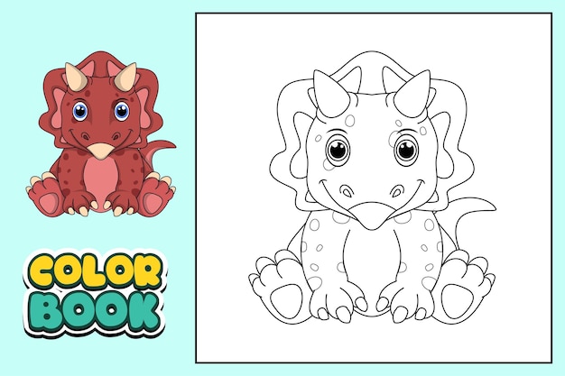 Coloring book for kids triceratops