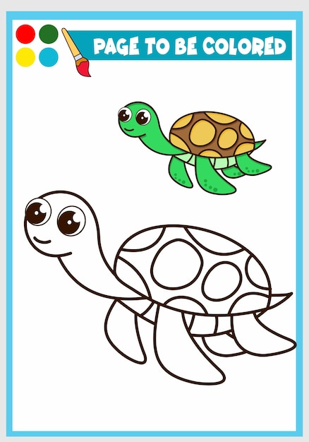 Coloring book for kids turtle