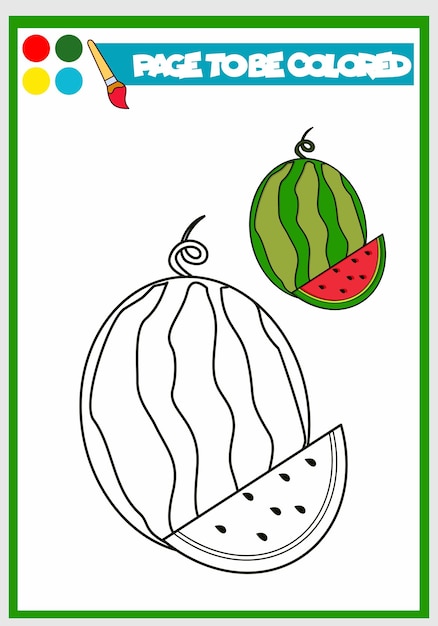 Coloring book for kids watermelon