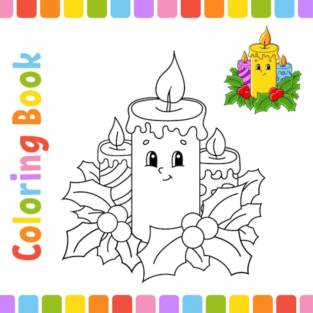 Coloring book for kids. Winter theme.