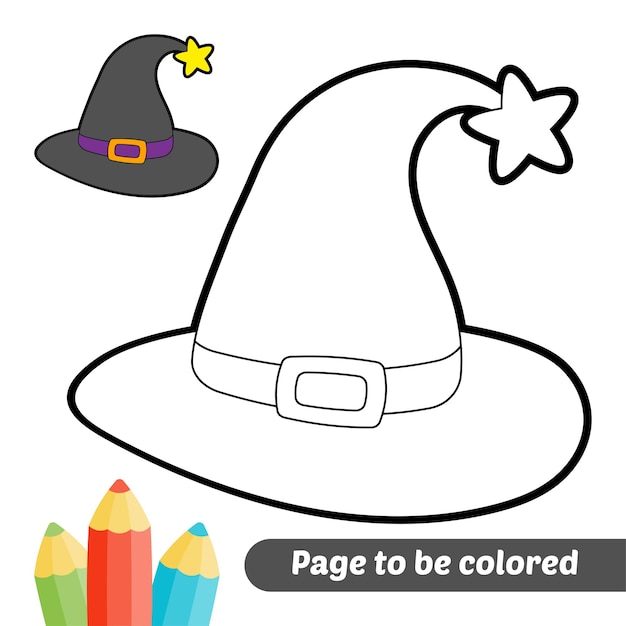 Coloring book for kids witch hat vector