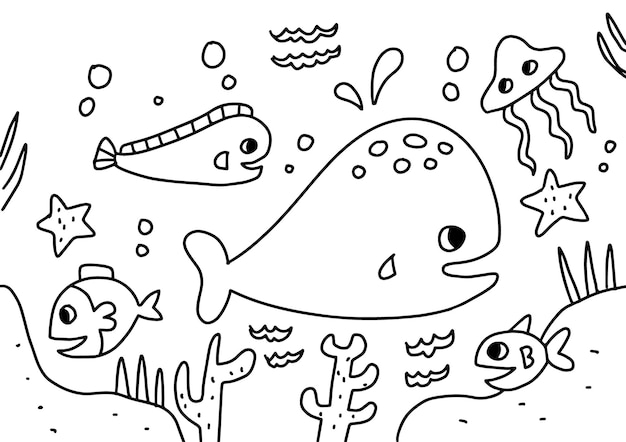 Vector coloring book kids