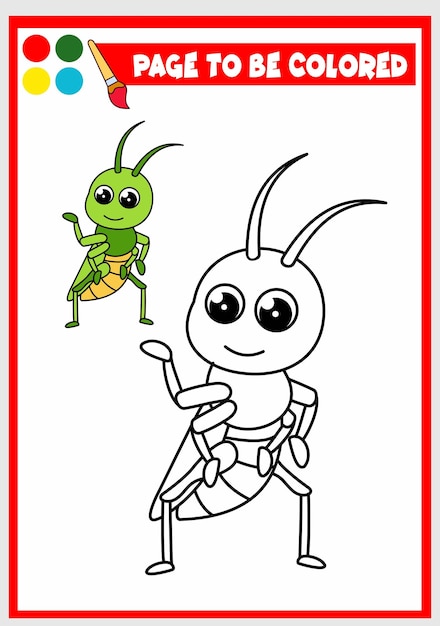 Libro da colorare per bambini grasshopper