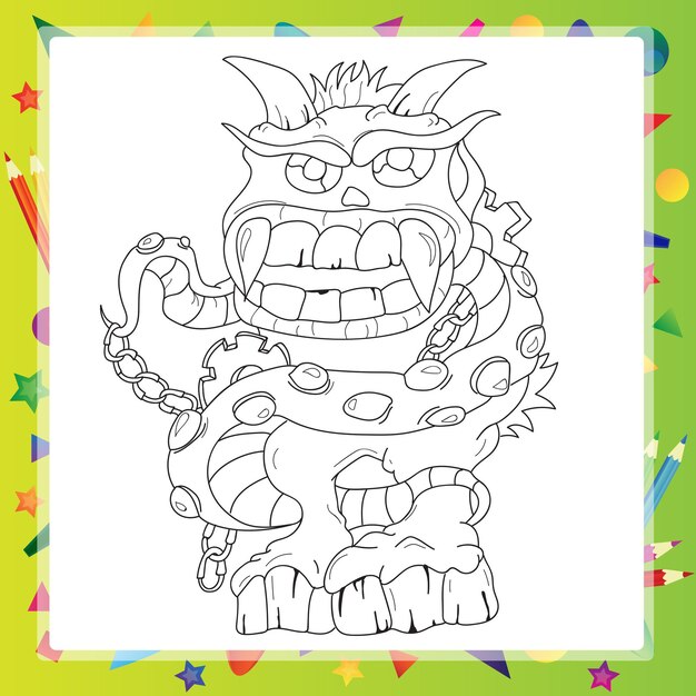 Coloring book - Monster cartoon character - vector illustration