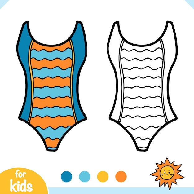 Vector coloring book onepiece women swimsuit