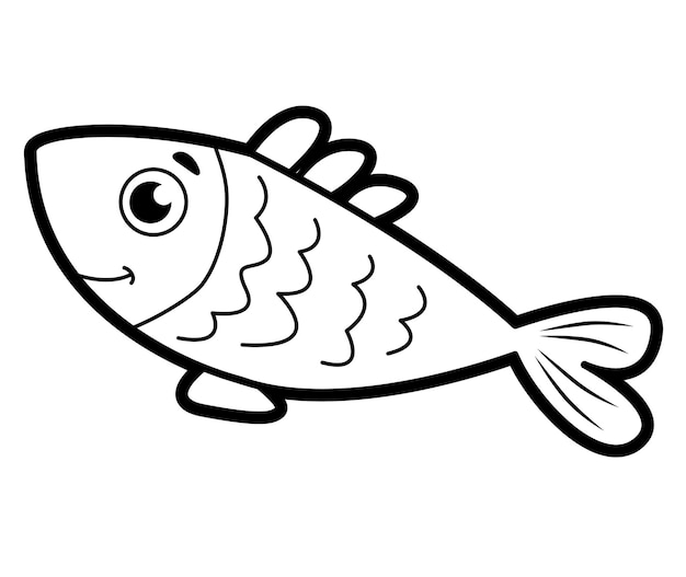 子供のための塗り絵やページ。黒と白の魚