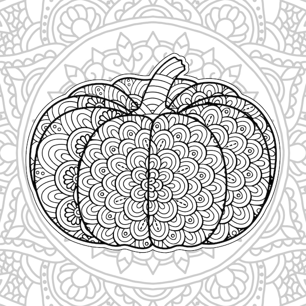 coloring book page for adults Contour fruit in a mandala style