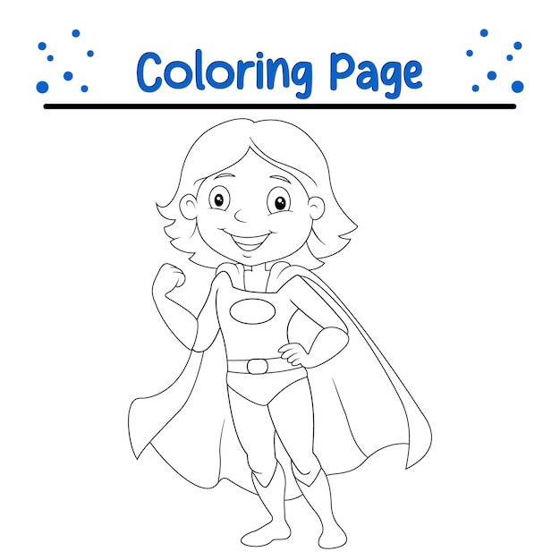 Coloring book page for children kids Superhero