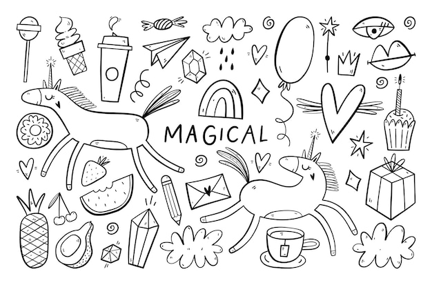 Coloring book page in doodle style for adult and kid