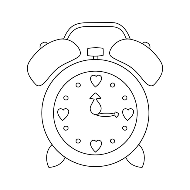 Coloring book page for kids alarm Cartoon style