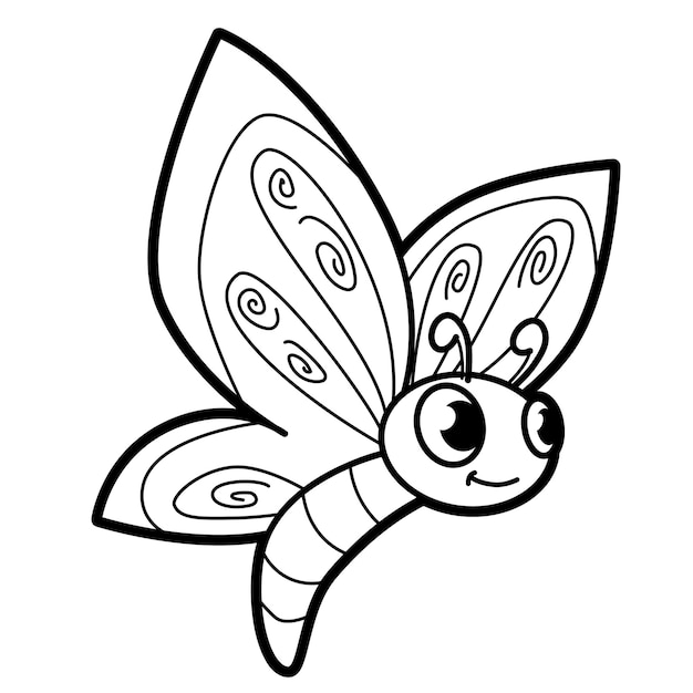 Premium Vector | Coloring book or page for kids. black and white butterfly