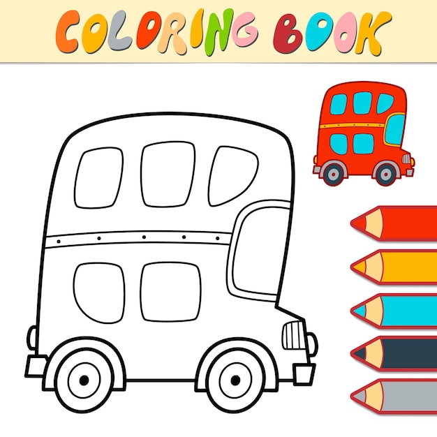 Coloring book or page for kids. bus black and white vector illustration