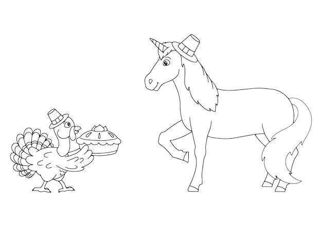 Coloring book page for kids Cartoon style character