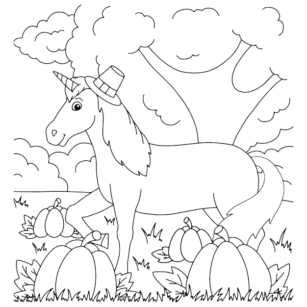 Coloring book page for kids Cartoon style character