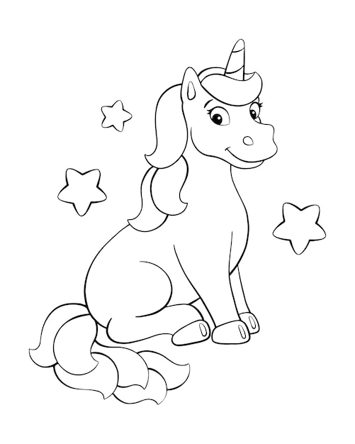 Coloring book page for kids Cartoon style character