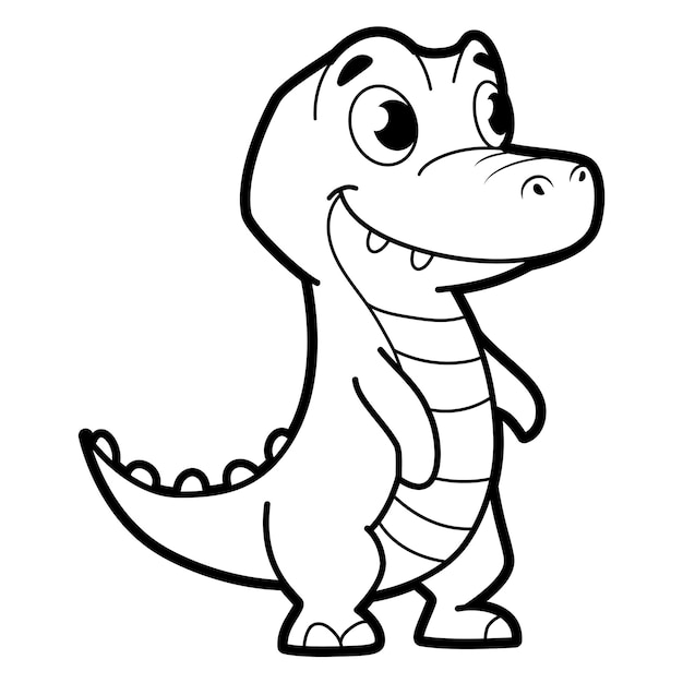 Vector coloring book or page for kids. crocodile black and white vector illustration