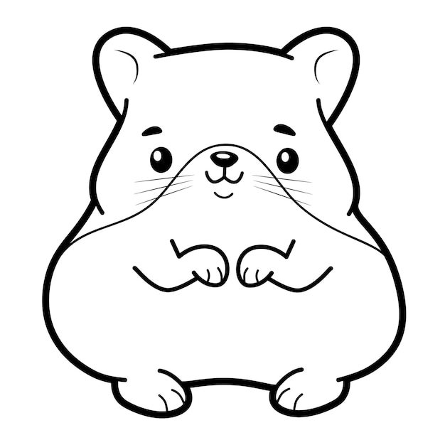 Coloring book or page for kids. hamster black and white vector illustration