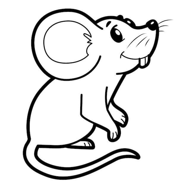 Coloring book or page for kids. mouse black and white vector illustration