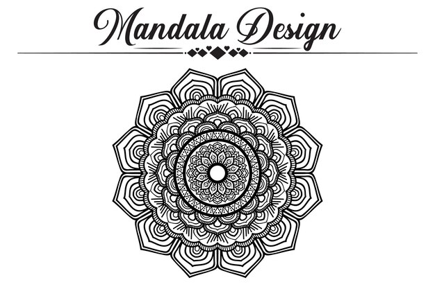 Coloring book page mandala design