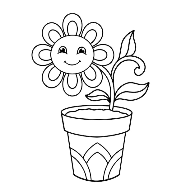 Coloring book pages flowers for adults and kids Cute Hand drawn vector illustration