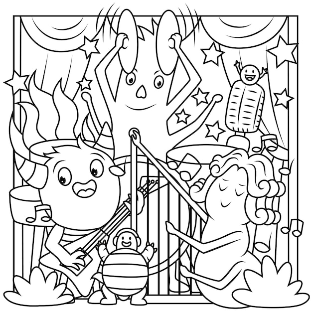 Vector coloring book pages for kids  cute cartoon monster collection
