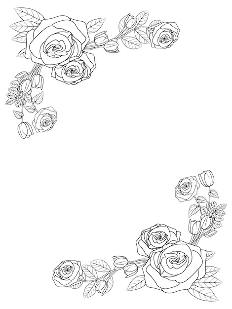 Vector coloring book series of floral frame page 1