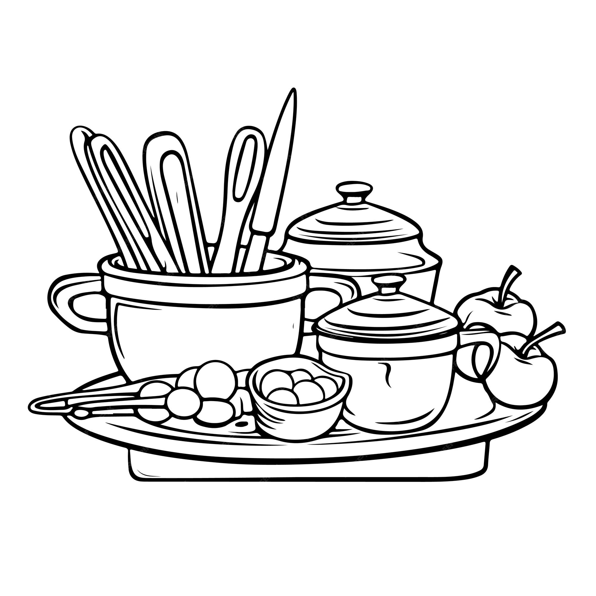 Premium Vector Coloring Book Of A Set Cooking For Kids Coloring Book premium-vector-coloring-book-of-a-set-cooking-for-kids-coloring-book