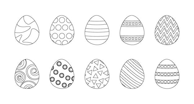 Vector coloring book set of easter eggs