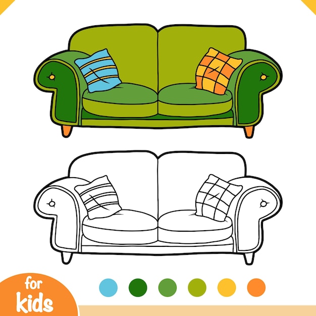 Coloring book Sofa with pillows