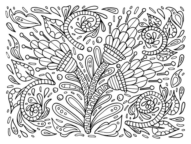 Coloring book spring flowers Hand drawn doodle illustration