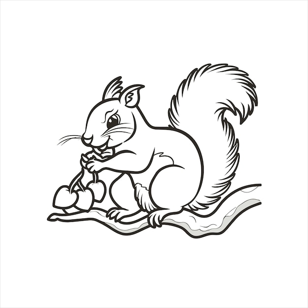 Vector coloring book vector cute squirrel