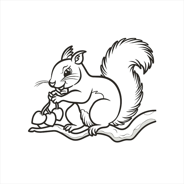 Coloring book vector cute squirrel