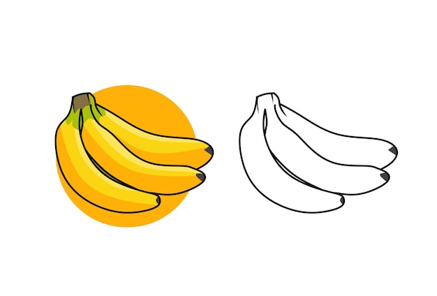 coloring book with banana objects suitable for children's books learn to draw and color