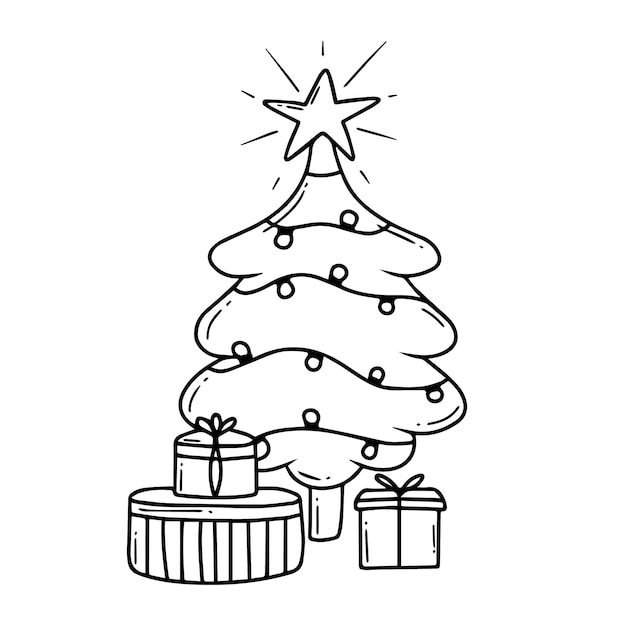 Книжка-раскраска с елкой и подарками детская книжка-раскраска doodle style
