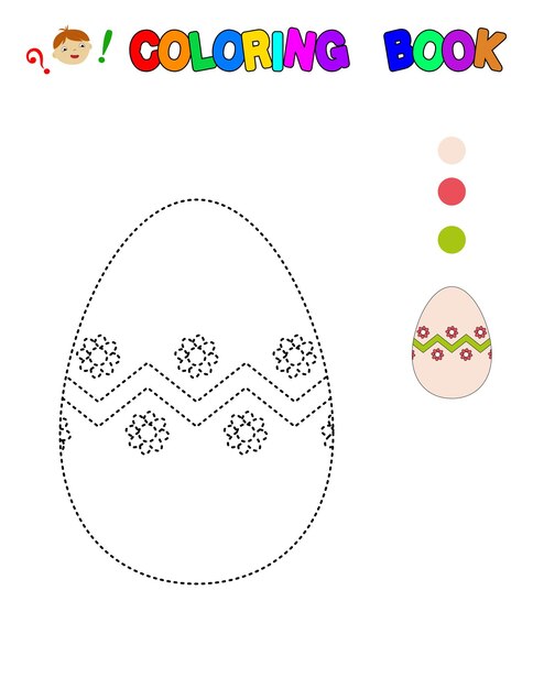 Vector coloring book with a eggeaster eggcoloring pages for kidseducational games worksheet