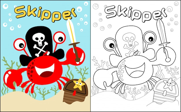 Coloring book with funny crab