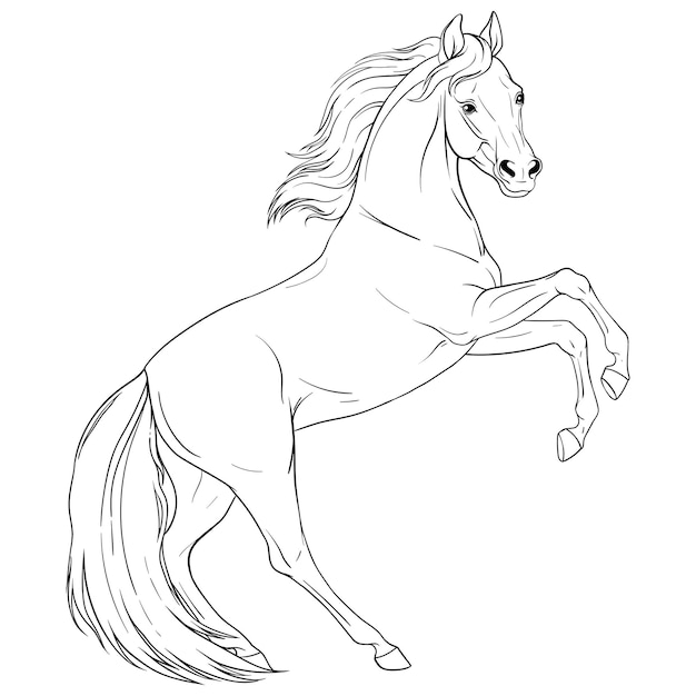 Vector coloring book with horse. black and white outline. vector isolated illustration.