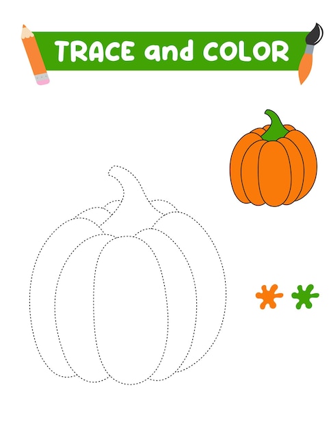 Coloring book with a pumpkin Orange pumpkin Education and entertainment for preschool childrenTrace and color it