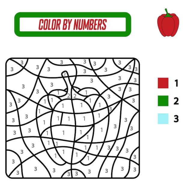 Coloring by numbers Fun for kids Color the pepper