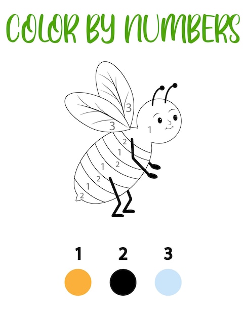 Coloring by numbers with beeA puzzle game for children's education and outdoor activities