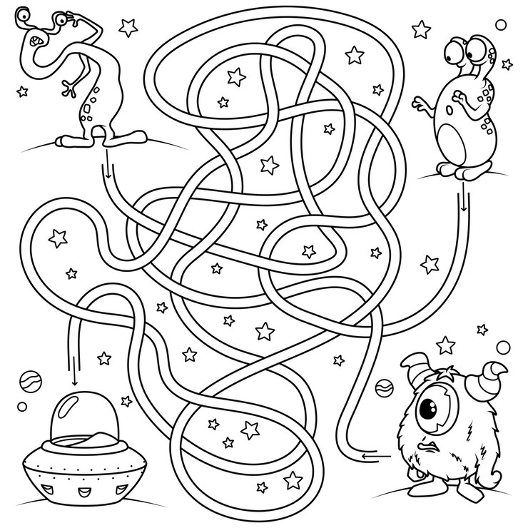Coloring the contour of the road in space by which you need to determine whose flying saucer it is