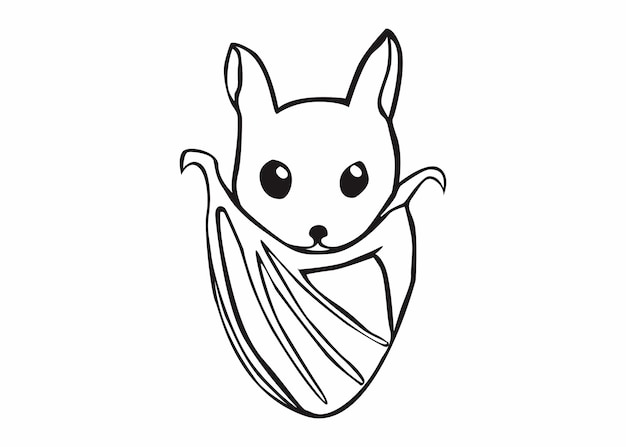 Coloring Cute Bat Vector